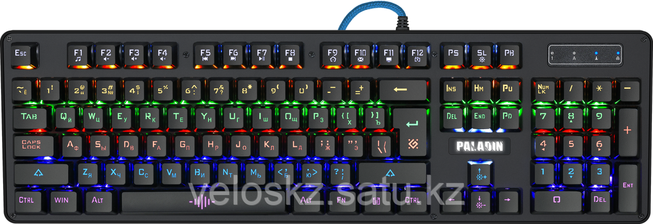 Defender Клавиатура проводная Defender Paladin GK-370L,anti-ghost,радужная (Черный), USB, ENG/RU