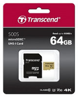 Карта памяти MicroSD 64GB Class 10 U3 Transcend TS64GUSD500S