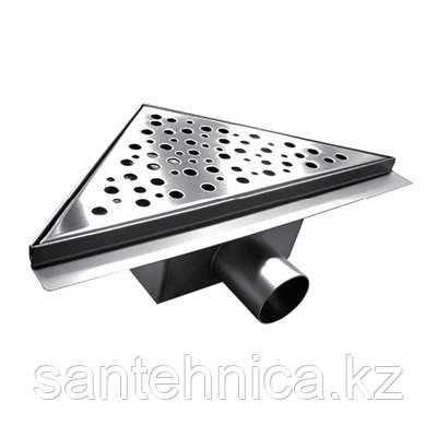 Трап металлический 200х200 мм угловой с боковым выпуском (1/4)