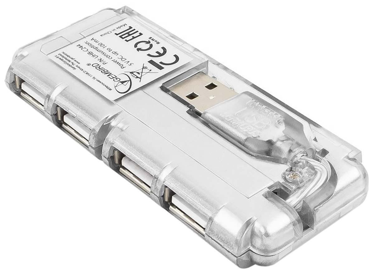 Разветвитель Gembird UHB-C244, USB Hub 4 port, USB 2.0, silver - фото 1 - id-p93074314