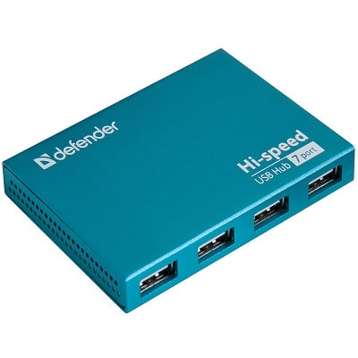 Разветвитель Defender SEPTIMA SLIM, USB Hub 7 port, USB 2.0, (83505)