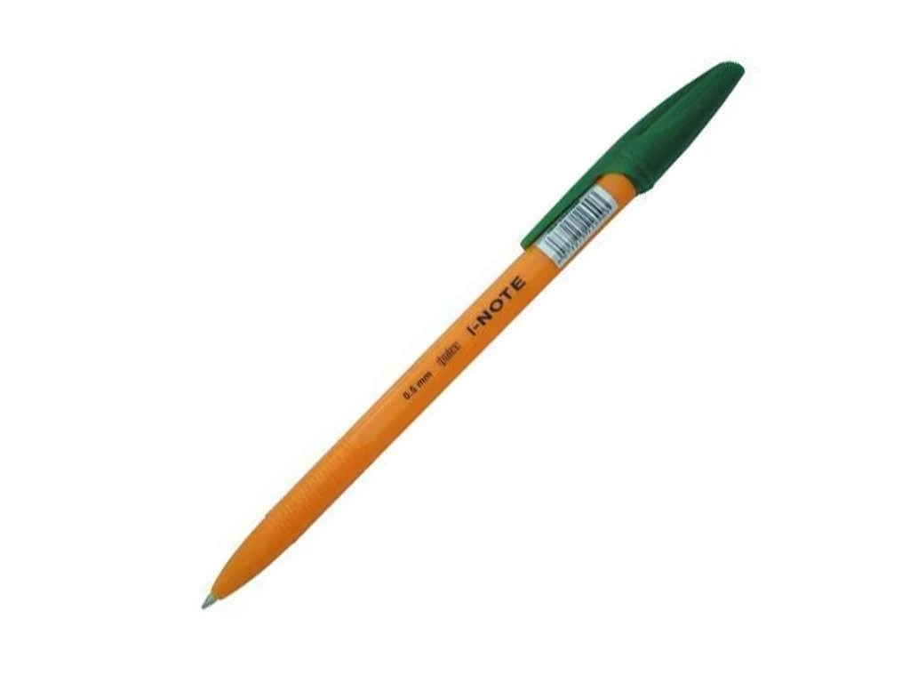 Ручка шариковая I-NOTE, желтый корпус, 0,5 мм, зеленая