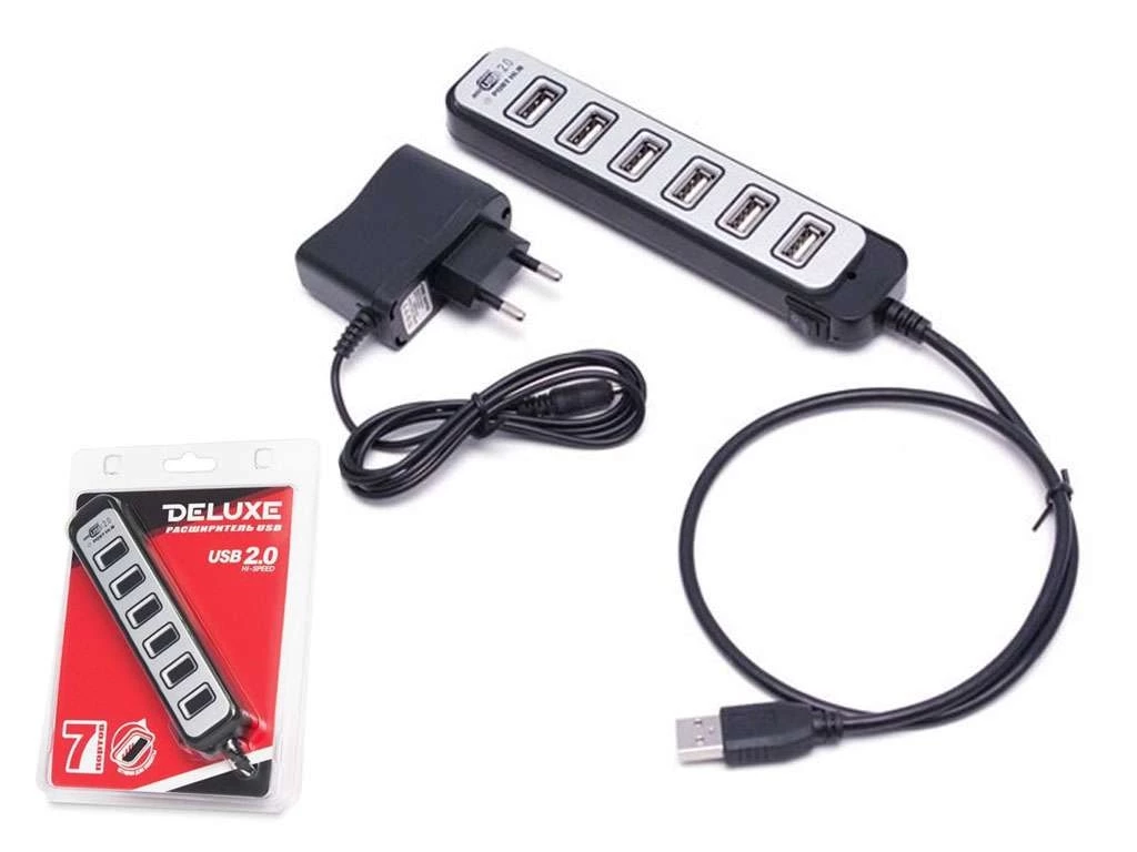 Расширитель USB Deluxe на 7 Портов DUH7002BK