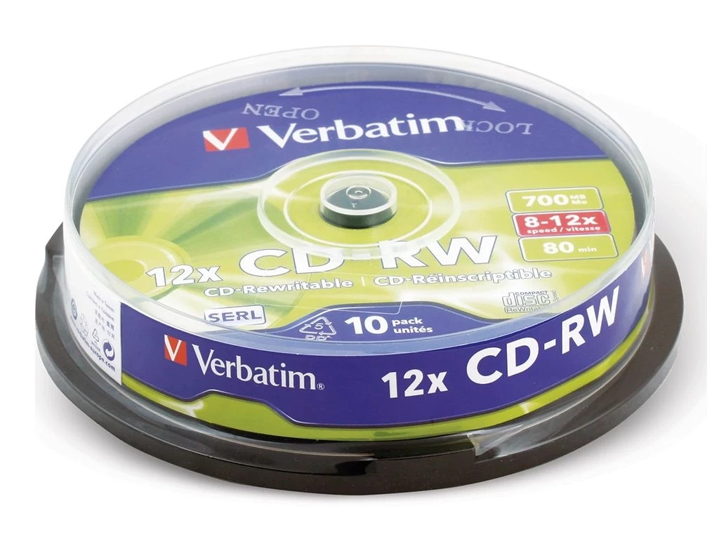 Диск CD-RW Verbatim 700Mb 10-12х (10 штук в упаковке)