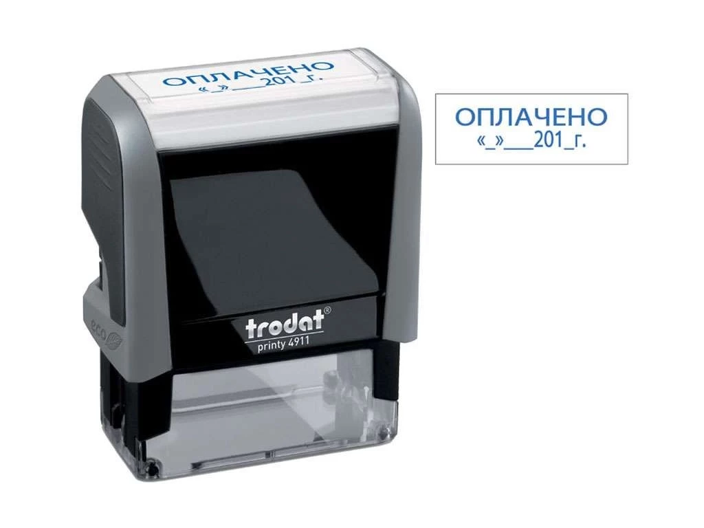 Штамп TRODAT "ОПЛАЧЕНО" 4911 с датой, автоматическая оснастка, 38х14 мм