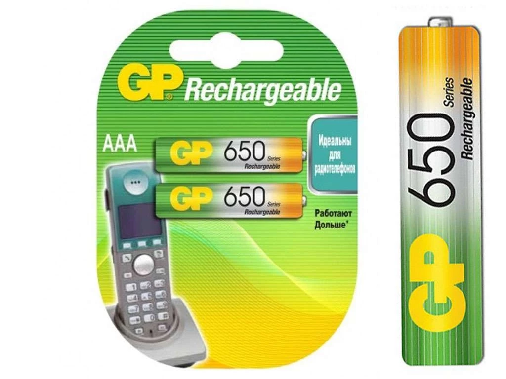 Аккумулятор GP ААА (мизинчиковые) 650 mAh (2 шт/упак)