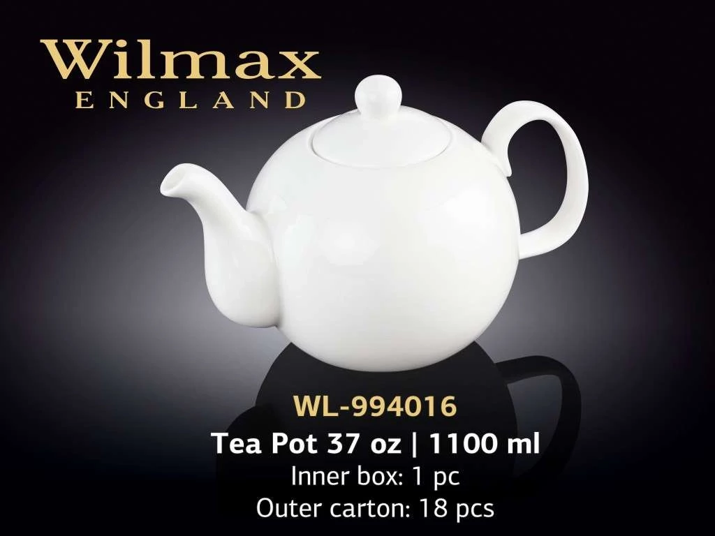 Чайник заварочный "Wilmax", 1100 мл, фарфор, белый