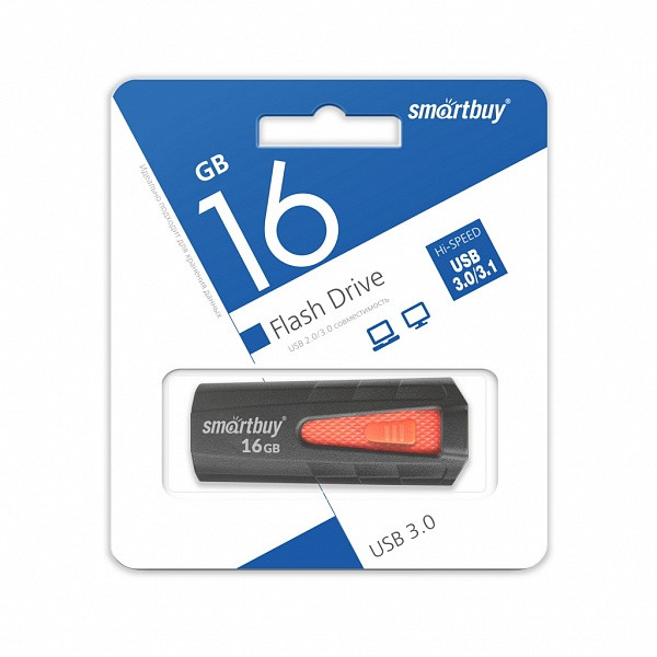 USB 3.0 накопитель Smartbuy 16GB IRON Black/Red