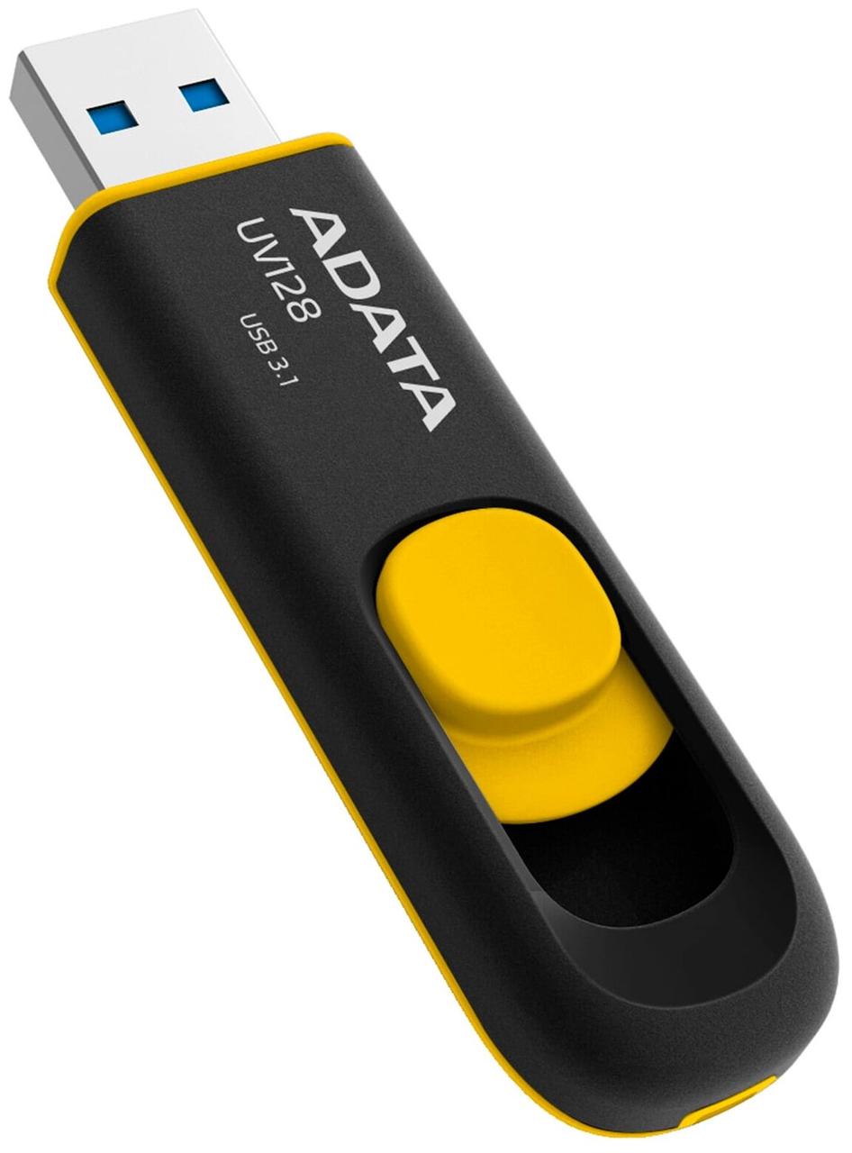 USB Flash Drive ADATA UV128 64Gb черный-желтый - фото 4 - id-p93092783