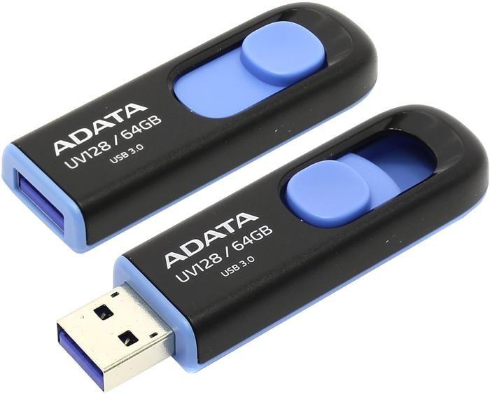 USB Flash Drive ADATA UV128 64Gb черный-синий - фото 2 - id-p93092830