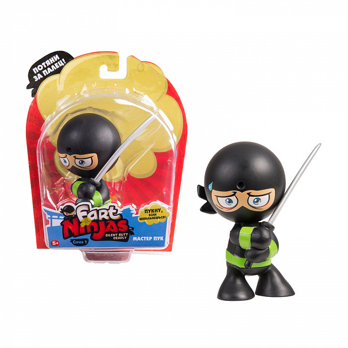 Фарт Ниндзя.Игрушка "Пукающий" Ниндзя черн. с мечом.TM Fart Ninjas