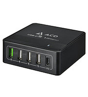 USB charger, ACD-P605U-V1B, charger for 5 USB devices, 100-240V, black