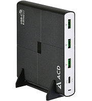 USB charger, ACD-P904U-V1B, charger for 4 USB devices, 100-240V, black