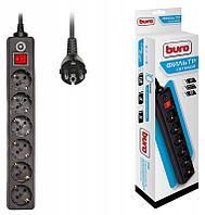 Сетевой фильтр Buro 600SH-1.8-B 1.8м 10A/2.2кВт (6 розеток) черный (коробка)