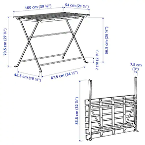 Садовый стол ТЭРНО красный/светло-коричневая 100x54 см ИКЕА, IKEA, фото 2