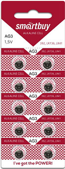 Таблеточная батарейка Smartbuy AG3 LR41 SR41 (1.5V, 10 шт., для термометров)