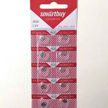 Smartbuy AG0 батарейка LR521 SR521 (1.5V, 10 шт., мини-таблетка)