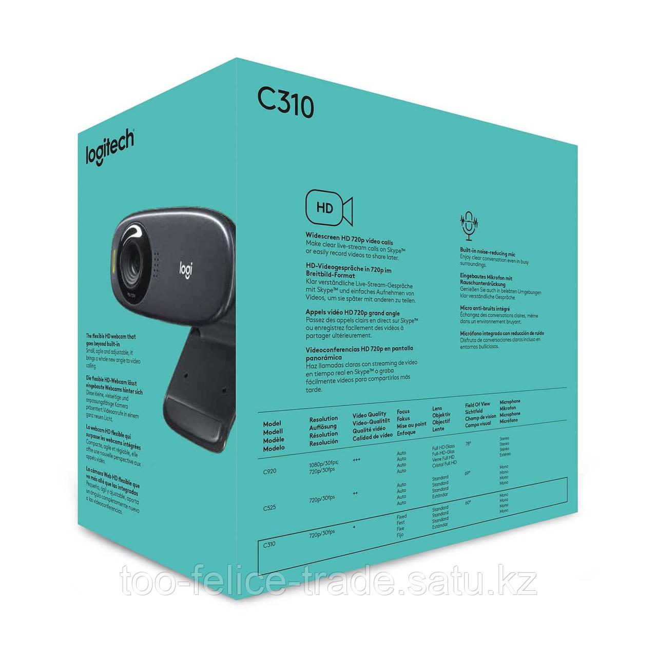Веб-камера Logitech C310 (HD 720p/30fps, фокус постоянный, угол обзора 60°, кабель 1.5м) (M/N: V-U0015) - фото 8 - id-p83522822