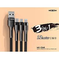 USB Data cabel MOXOM MX-CB48 3 в1, 3,0А, 1,2м lightning,microUSB,Type-C