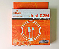 USB Data cable UNION UC-50 microUSB 0,3m 2,4A