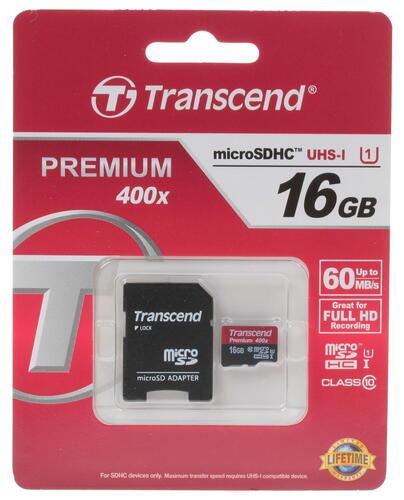 Карта памяти Transcend microSDHC 16 ГБ [TS16GUSDU1]