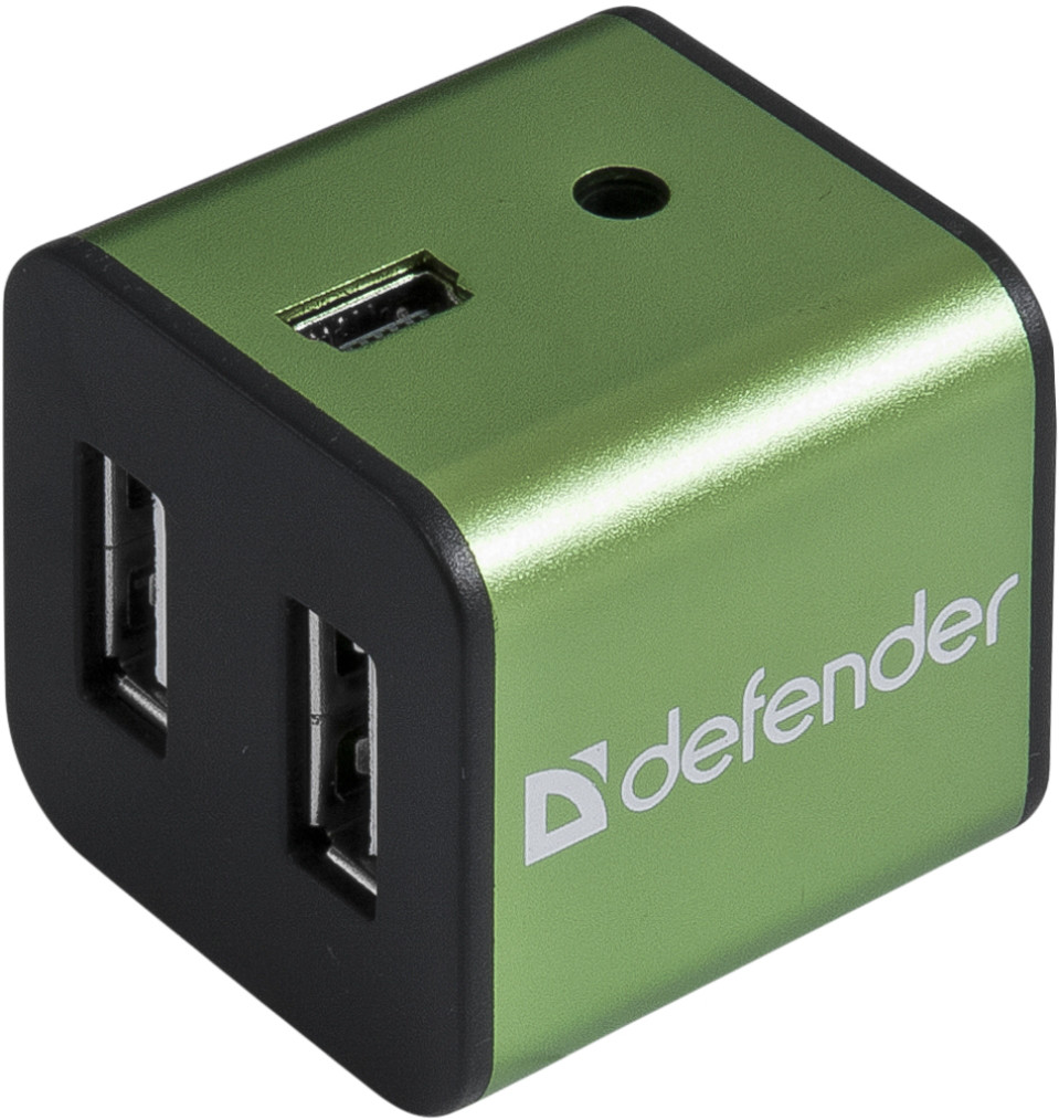 USB-концентратор Defender Quadro Iron USB 2.0 , черный+зеленый