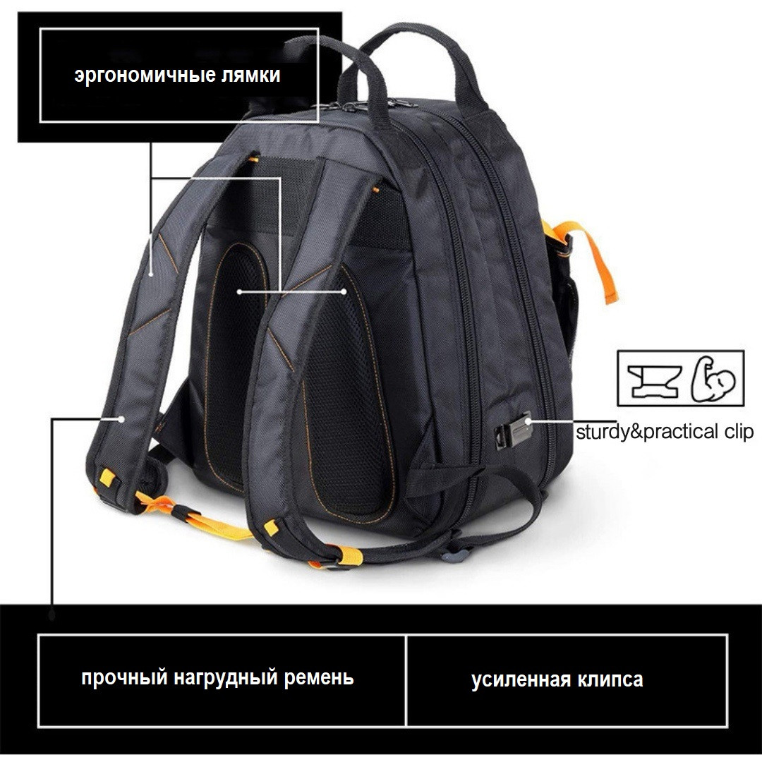 Рюкзак для инструментов, 1680D OXFORD 420х320х200 мм (3 отдела, 37 карманов) - фото 3 - id-p93111932