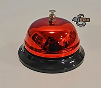 Настольный звонок на ресепшен металлический звонок ресепшн красный 6 см высота х 8.5 см диаметр (QJ125)