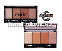 Набор хайлайтеров и бронзеров 4 цвета Meis с аппликатором (MS0430-01)