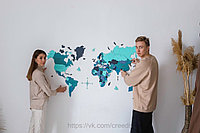 Карта мира из дерева 1600х850 / интерьерная карта на стену