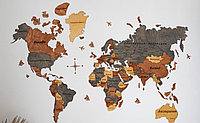 Карта мира из дерева 2400х120 / интерьерная карта на стену