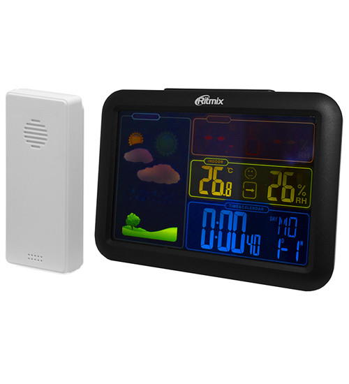 Weather station Ritmix CAT-340, color, +external sensor, 2x2xAAA (not included), black - фото 1 - id-p93122629
