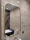Зеркало с закругенными углами в золотистой раме из МДФ 1100х900мм, фото 3
