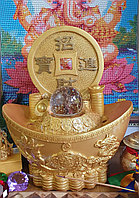 Фонтан настольный от сети, подсветка 'Большая монета' "золото" 37х31х20 см