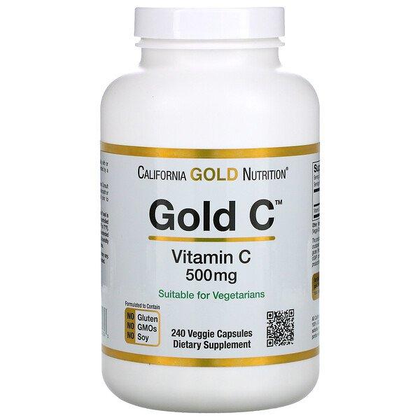 Витамин C California Gold Nutrition, Gold C, 1000 мг, 240 вегетарианских капсул