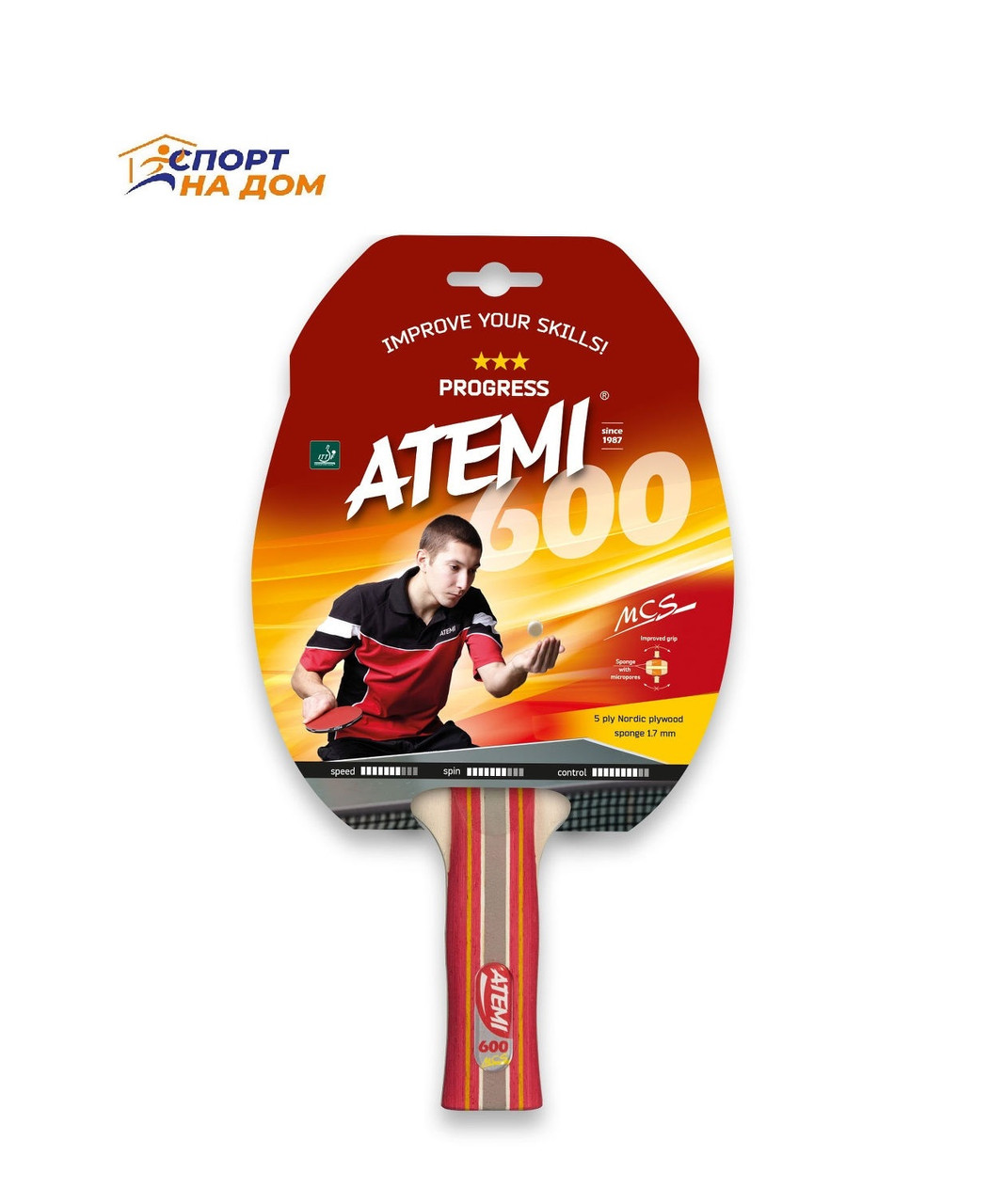 Ракетка для настольного тенниса Atemi 600 AN (анатомическая ручка) - фото 1 - id-p93143523