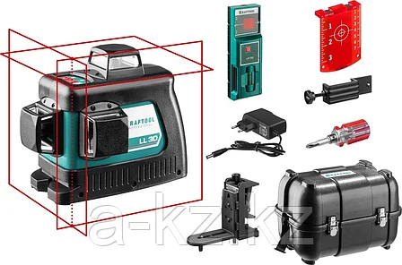 KRAFTOOL LL-3D #3 нивелир лазерный,3х360°, 20м/70м, IP54, точн. +/-0,2 мм/м, держатель, БП, детектор, в кейсе, фото 1