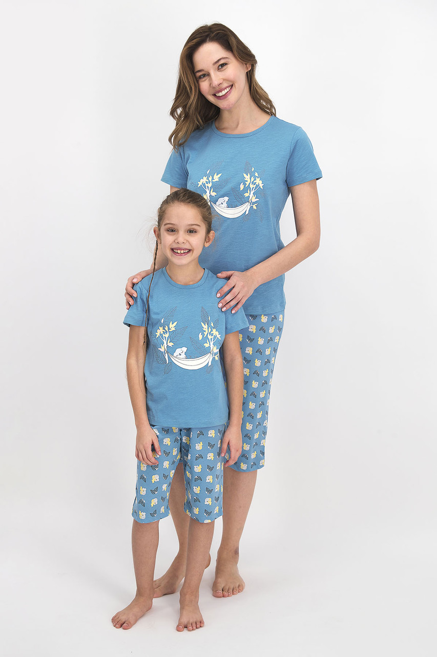 Пижама детская девичья* 4-5 лет / 104-110 см, Голубой - фото 2 - id-p91897106