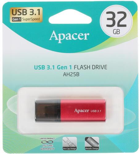 USB Flash карта 32Gb Apacer AH25B, Красный - фото 3 - id-p93145646