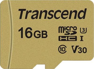 Карта памяти Micro SDHC 16Gb Transcend, Class 10 UHS-I U3, адаптер,