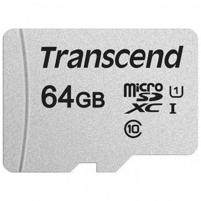 Карта памяти Micro SDXC 64Gb Transcend, Class 10 UHS-I U1, адаптер