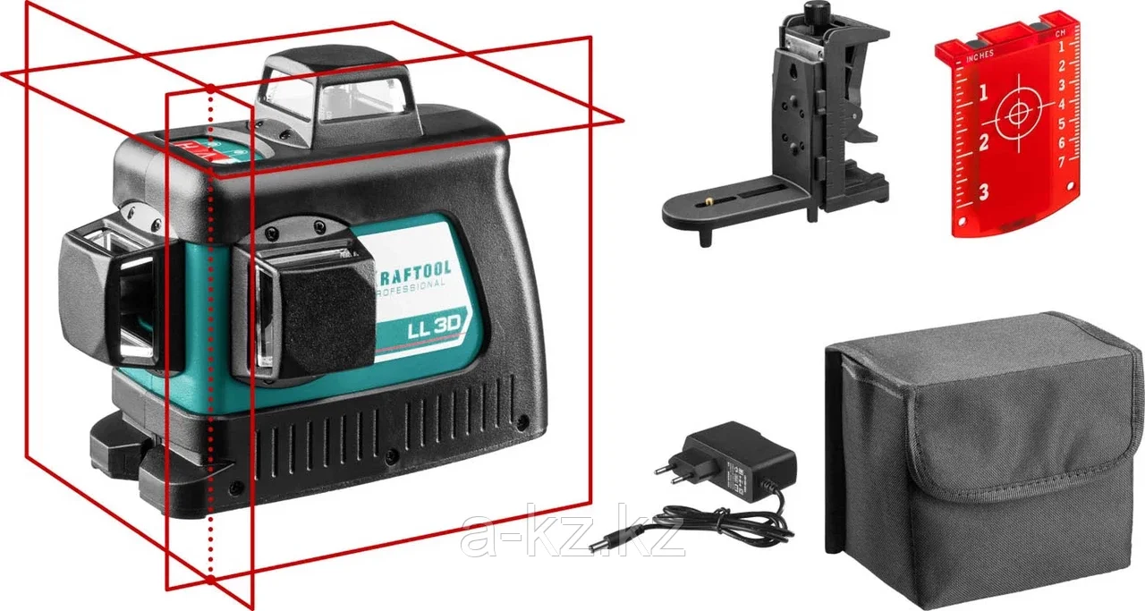 KRAFTOOL LL-3D #2 нивелир лазерный, 3х360° , 20м/70м , IP54, точн. +/-0,2 мм/м, держатель, в коробке