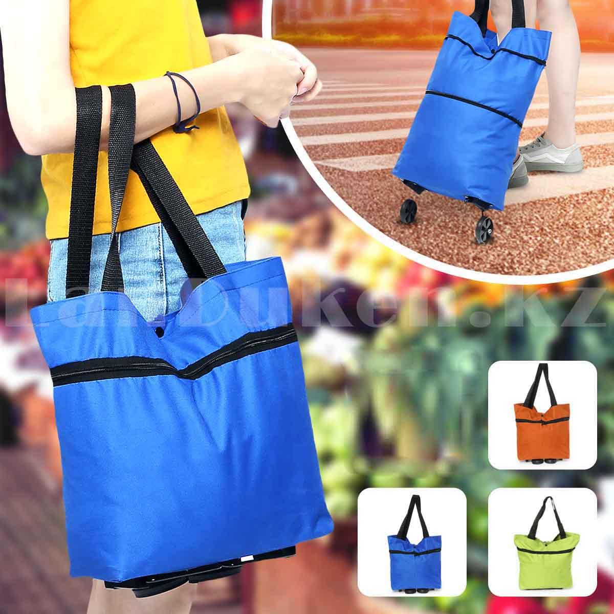 Складная сумка тележка текстильная на 2 колесах с регулируемой длинной трансформер в ассортименте, фото 1