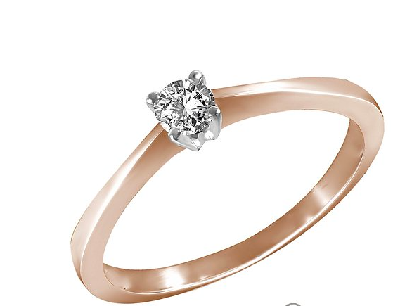 Золотое кольцо с бриллиантом 0,10 карат