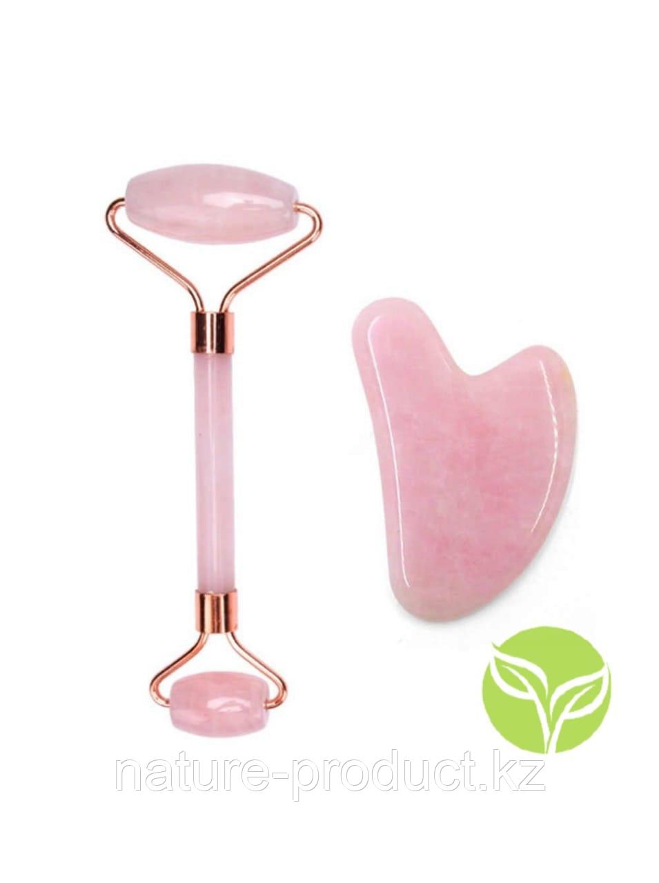 Набор гуаша jade roller and gua sha set кварц