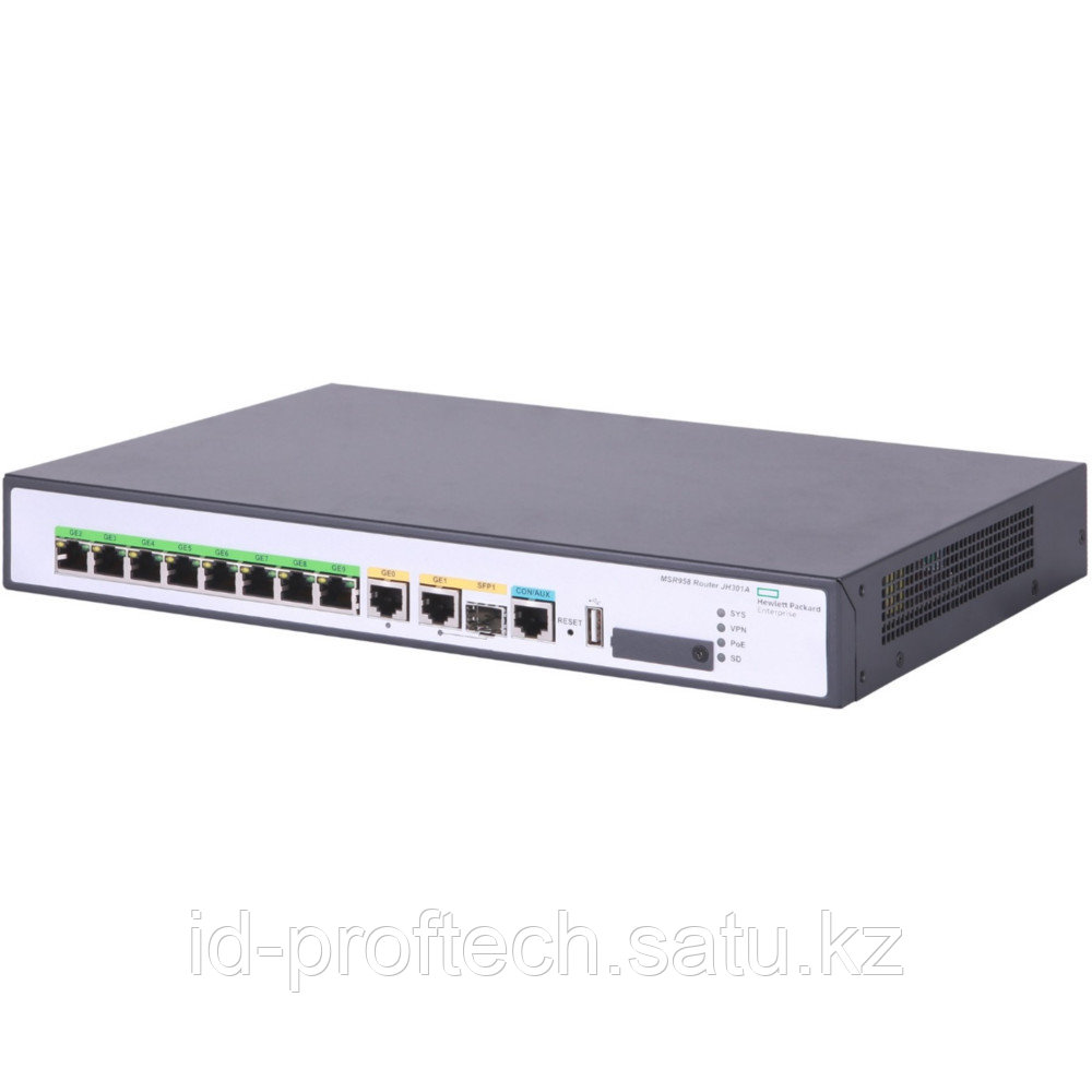 Маршрутизатор JH300A HPE FlexNetwork MSR958 1GbE and Combo 2GbE WAN 8GbE LAN Router (1xWAN, 8xLAN, 1xSFP GbE