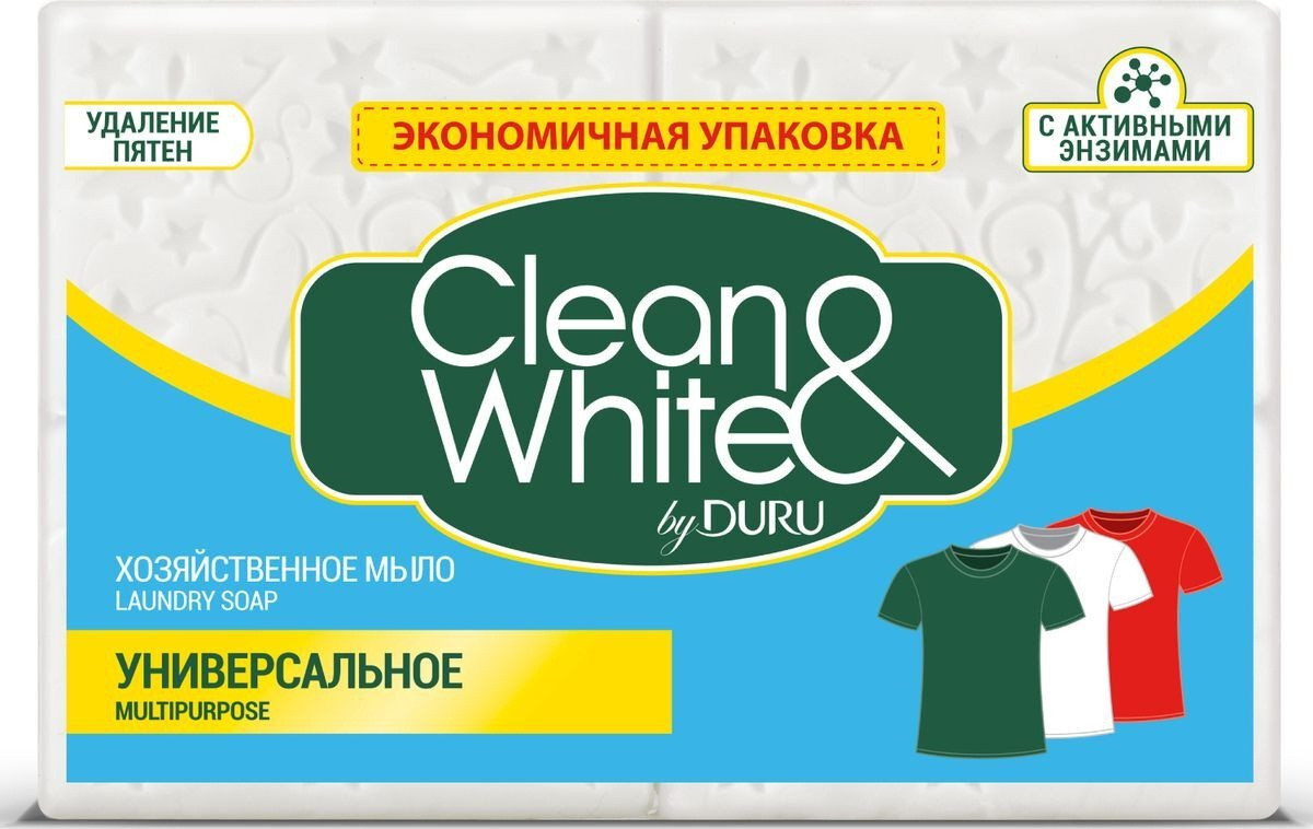 Мыло хозяйственное универсальное Duru Clean & White, 125 гр, 4 шт - фото 1 - id-p93171266