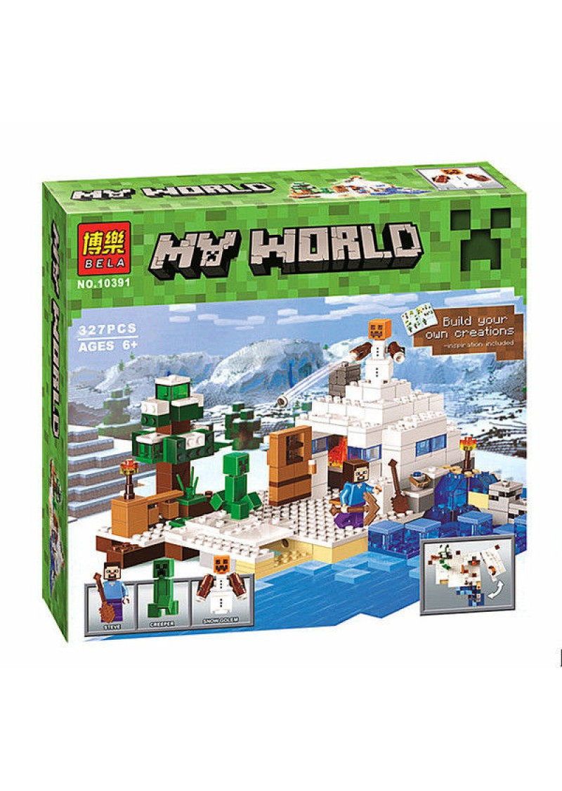 Bela My World 10391 Конструктор Снежное убежище Майнкрафт, 327 дет. (Аналог LEGO 21120)