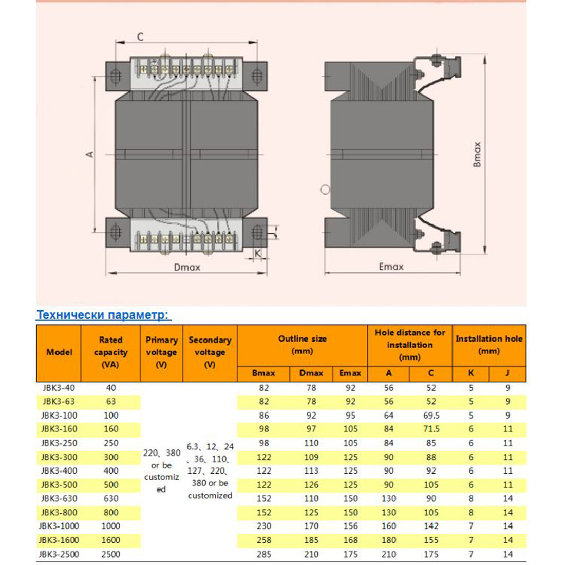 Трансформатор понижающий iPower JBK3-400 VA