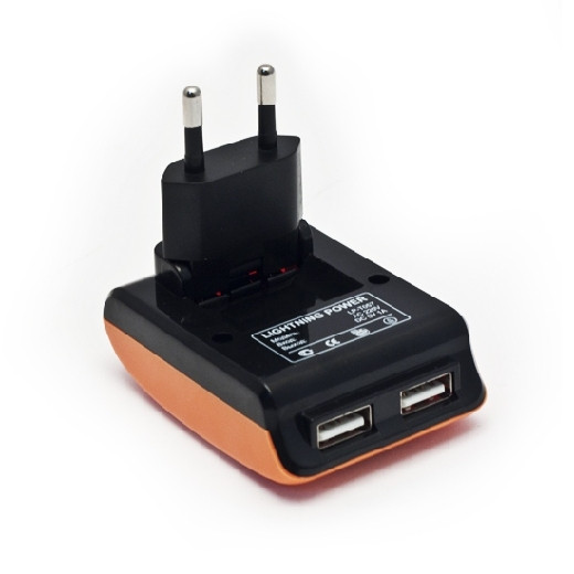 Зарядное устройство Lightning Power LP-T057B, для зарядки 2xUSB-устройств, сеть, 1А - фото 1 - id-p93196680